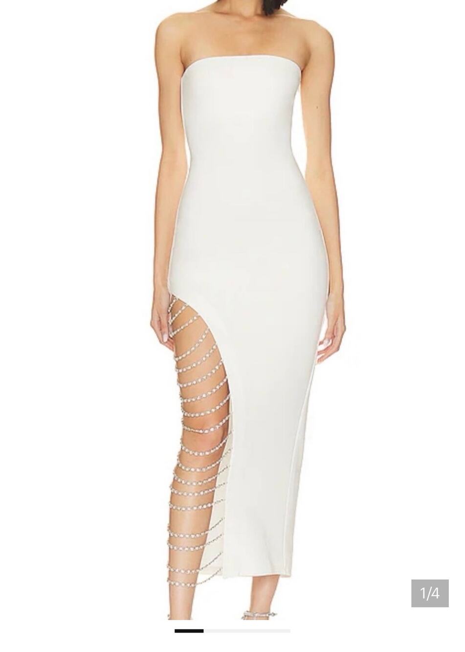 $368 NBD Dana MIDI Dresss white strapless maxi dress with embellishments